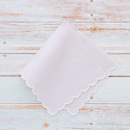 Lilac Scalloped Linen Handkerchief (each)