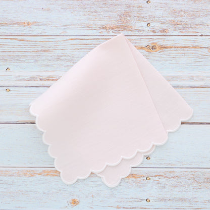 Pink Scalloped Linen Handkerchief (each)