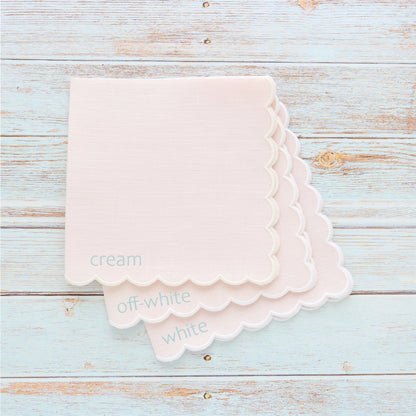 Pink Scalloped Linen Handkerchief (each)
