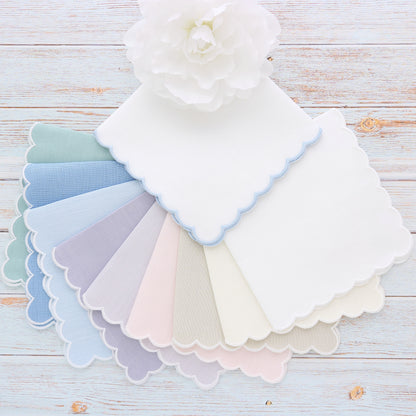 Cream Scalloped Linen Handkerchief (each)