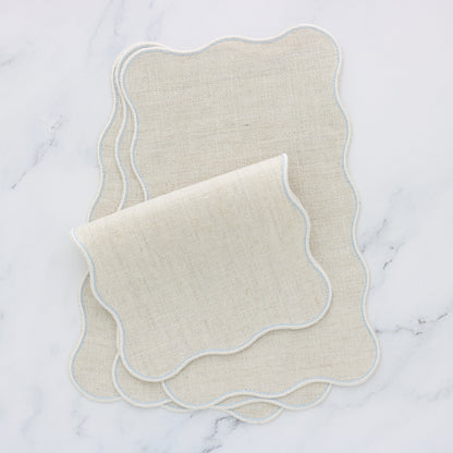 Made to order Waves Linen Cocktail Napkins (set of 4)