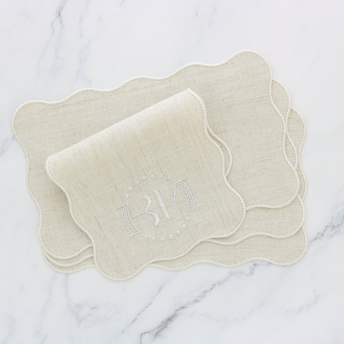 Made to order Waves Linen Cocktail Napkins (set of 4)