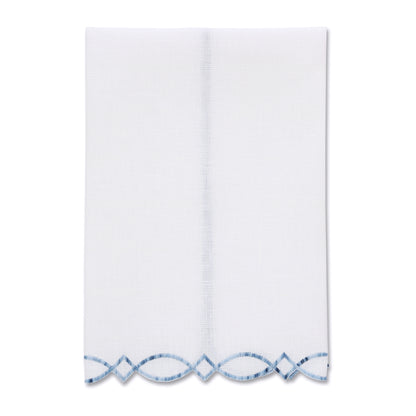 Donna Modern Embroidered Edge White Linen Guest Towel (each)