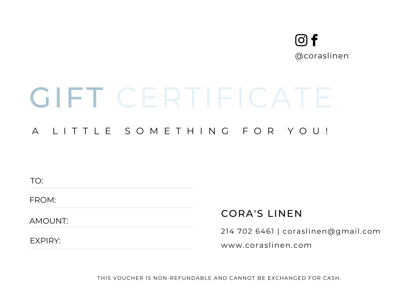 Carte-cadeau Cora's Linen