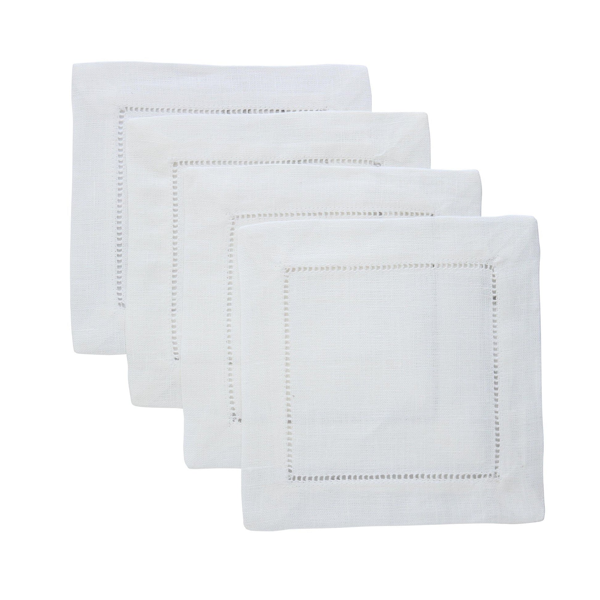 Oyster and White Initial Dinner Napkins Set of 4