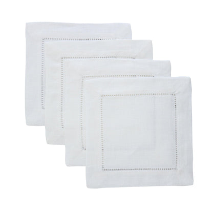 White 6x6 Hemstitched Cocktail Napkins (set of 4)