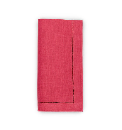 Coral Hemstitched Linen Dinner Napkins (set of 4)