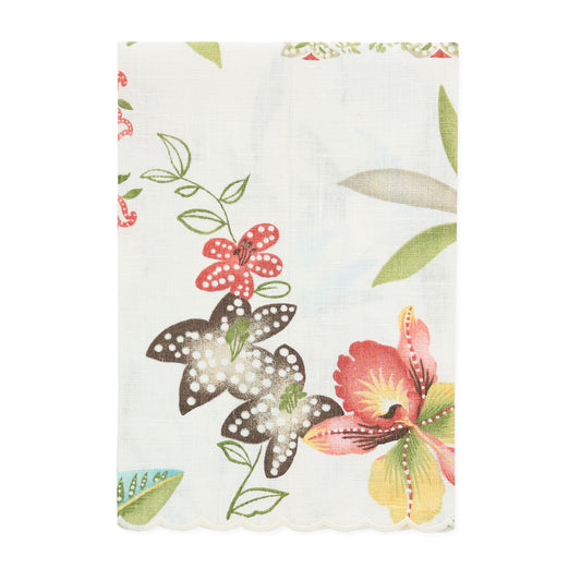 Floral Prints Scalloped Linen Guest Towel (each)