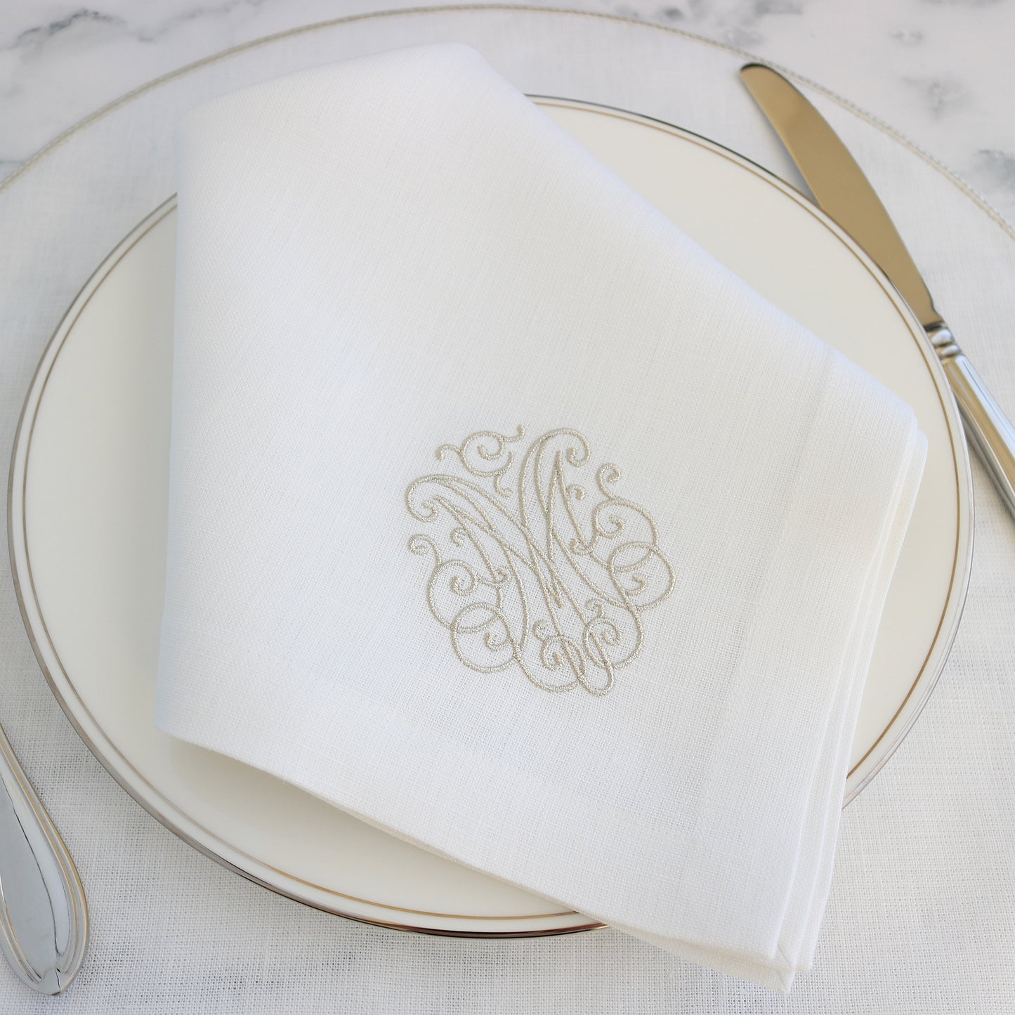 Serviettes de table en lin blanc (lot de 4)